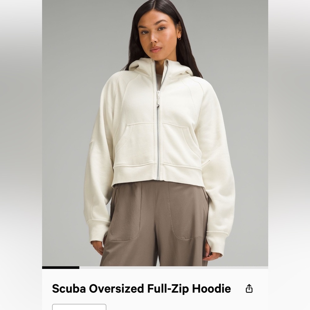 Lululemon cream scuba hooded zip up size xs/s euc